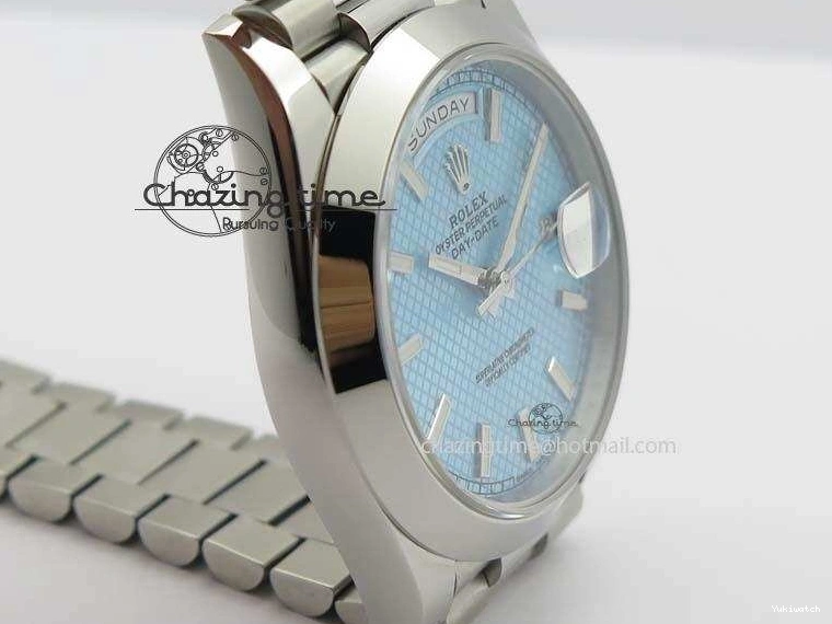 1:1 Bracelet Day-Date Dial Ice Noob Edition A3255 40mm SS on 228206 SS Textured Blue Best 0405